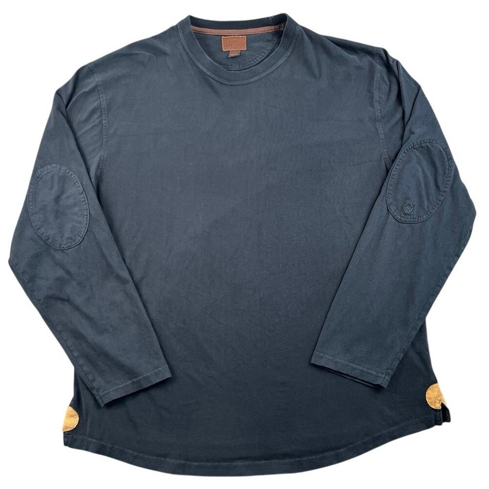 Born Men’s Long Sleeve Elbow Patch Crewneck T-Shirt Black Cotton L